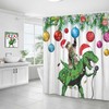 DeeCabin Funny Christmas Shower Curtain, Cute Cute Dinosaur in Santa
