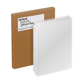 Protectores de hoja Oxford, acabado transparente, carga superior, mangas de plástico tamaño carta, perforador reforzado de 3 agujeros para carpetas, h