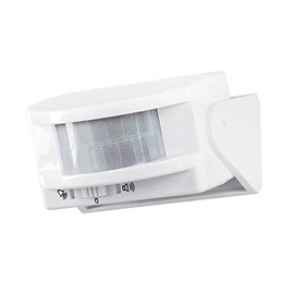 White Motion Sensor Reacts to Body Heat - Choice of Chime or Siren - 10 Meter Range at 100 Degree Angle - 40 Seconds Alarm Time - Ideal for Door Monitoring
