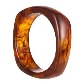 Long tiantian Acrylic Bangle Bracelet Chunky Bracelet for Women Colorful Irregular Resin Wristbands Retro Wide Geometric Plastic Bracelet for Women(coffee)