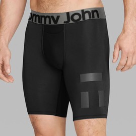 Tommy John Men’s Underwear, 360 Sport Trunks with Contour Pouch, Longer 8" Inseam, Moisture Wicking Underwear, Soft Breathable Stretch Waistband Boxer Briefs (Black, Medium)
