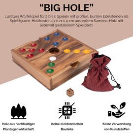 LOGOPLAY Big Hole Pig Hole Dice Game Board Game Wooden Board Game with Gemstones