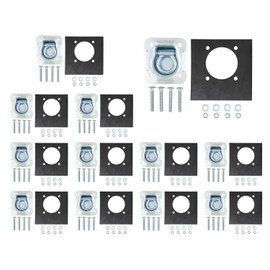 Mytee Products 12 Pack - Recessed Plate D-Ring, 6000 lbs Capacity, Tie-Down for Flatbed, Enclosed Trailers, Pickup Trucks