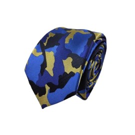 F NODE Camouflage Thin Tie, Military Style, Army Green, Narrow Tie, blue