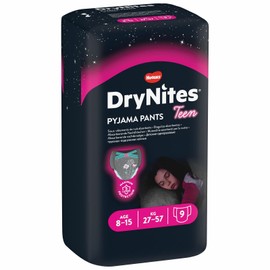 DryNites Bedwetting Pants, For Girls 8 - 15 Years Old, 69.7 - 121.5 lbs (27 - 57 kg), Pack of 9