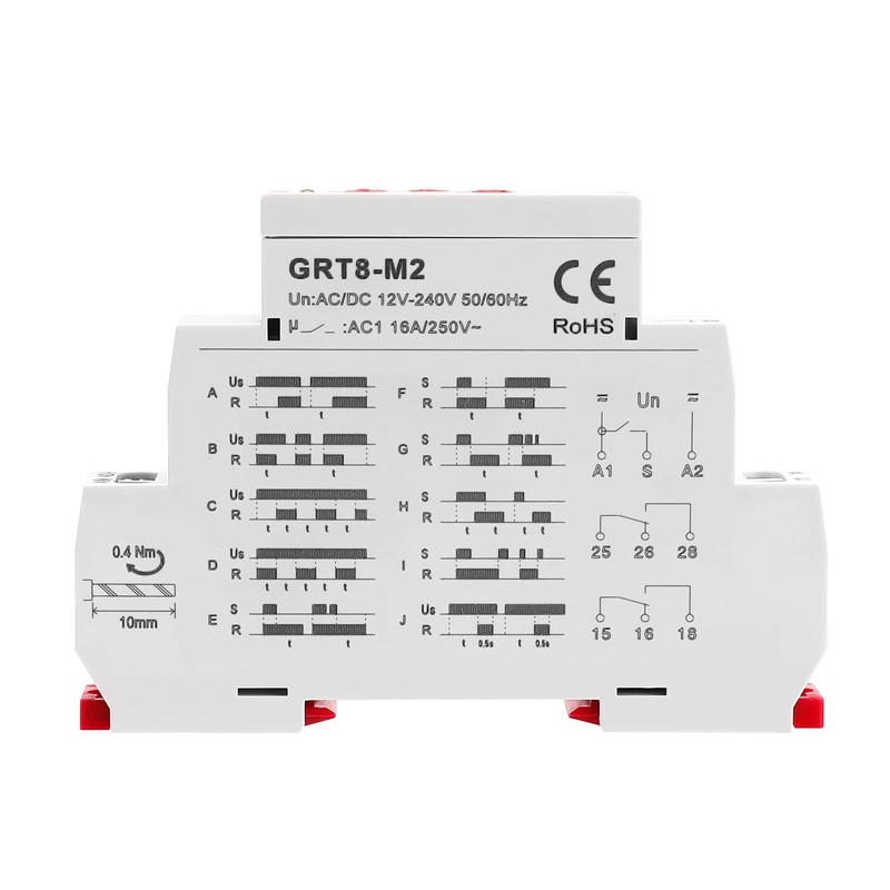 GEYA 16A Multifunction Time Relay 10 Function Choices AC/DC12V-240V 2