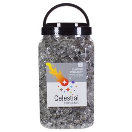 High Luster, 1/4" Reflective Tempered Fire Glass in Diamond Starlight, 10 Pound Jar, by Celestial Fire Glass