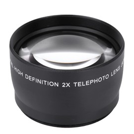 2X Magnification Universal Teleconverter Telephoto Lens, High Definition Camera Lens for Clear Distant Scenery, Lightweight and Practical, Suitable for 58mm Diameter Camera Lens,