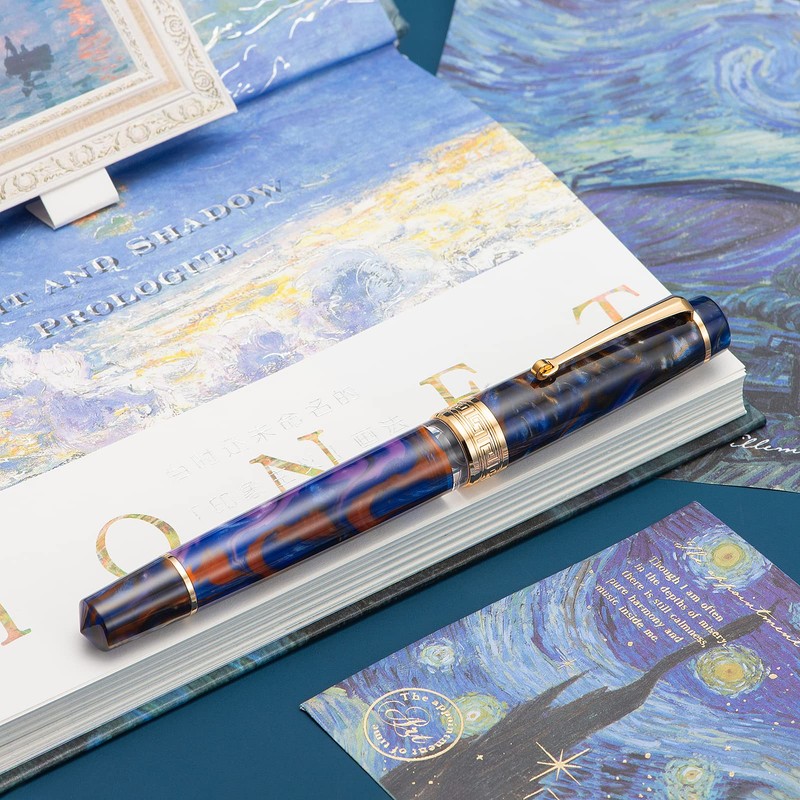 Asvine P20 Purple Resin Fountain Pen Piston Filling, Gold Plated