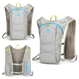 Sahunfri Running Backpack, Lightweight Running Vest with Reflective Strips, Large Capacity, Adjustable Running Hydration Vest for Women Men Trail Running, Marathons (Grey, One Size)