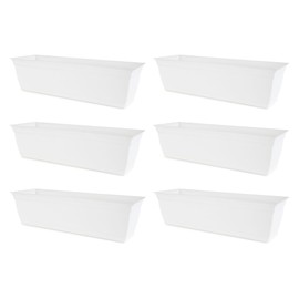 The HC Companies Indoor Outdoor 24 Inch Eclipse Series Window Flower Garden Ornamental Planter Box with Removable Attached Saucer, White (6 Pack)