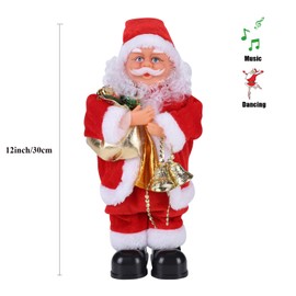 Xmas Electric Santa Claus 12'' Singing Dancing Santa Claus Ornaments Santa Figure Toy Creative Musical Toys Santa Claus Doll Novelty Christmas Decorations Christmas Ornaments for Home Fireplace Toys