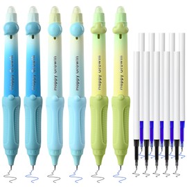 Temiary 6 Pcs Retractable Erasable Gel Pens & 10 Pcs Refills, Ink Pen with Eraser, 0.5 mm Fine Point Smooth Writing for Crossword Puzzles Journal Supplies (Morandi)