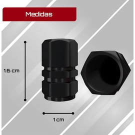 GlobalUP Tapones para Llantas. Juego de 8 Tapones Valvulas Llantas Universales, Ideales para el Coche, Camioneta, Motocicleta, Bicicleta. Cubre Válvulas de Aluminio. Tire Valves Caps. (Negro)