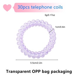 ZHUXILUDAO 30pcs Spiral ​headbands Traceless elastic curly hair Spiral ponytail clip Curling circle Plastic telephone cord Women hair ties (6 style combinations, 30 PCS Hair band)