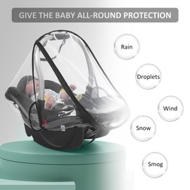 Universal Rain Cover for Baby Seat, Transparent Rain Cover Baby Seat, Crystal Clear Rain Cover for Baby Seat, Rain Cover for Baby Seats, with Easy Access Rolling Door, Carry Opening and Air Holes