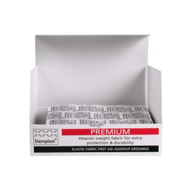Steroplast 6059F Premium Elastic Fabric Plasters Assortment in a cardboard box (5 sizes) (Pack of 100)