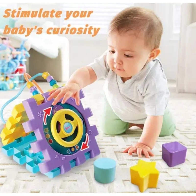 Bttttggbb Juguete Didáctico Montessori Educativo 6en1 Música Cubo Bebé