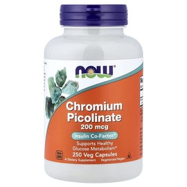 NOW Foods, Chromium Picolinate, 200mcg, Veggie Capsules 250 Tablets / NOW Foods (나우푸드), 피콜린산크로뮴, 200mcg, 베지 캡슐 250정