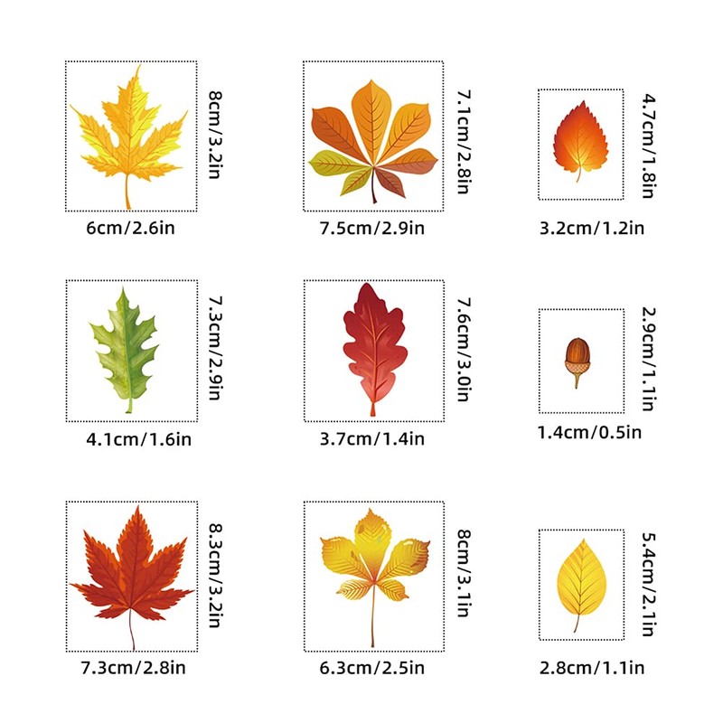 9 Sheet Thanksgiving Maple Leaves Window Sticker Window Clings for