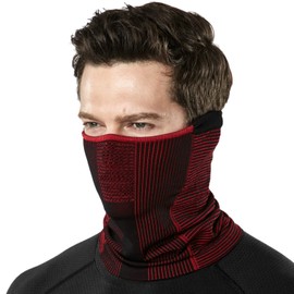 TSLA Winter Neck Warmer Gaiter, Lightweight Half Balaclava, Windproof Face Mask for Ski Snowboard Outdoor Sports, 1piece Warmer Dim Black Pure Red, One Size
