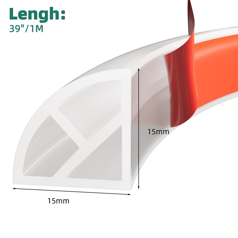 Quarter Circle Shower Barrier Water Stopper (1m, Clear Triangles)