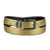 Concitor Reversible Belt Solid GOLD & Black Bonded Leather Pewter-Tone