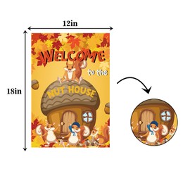 MEFENG Welcome Nut House Garden Flag - Welcome Autumn Garden Banner - Squirrel Lawn Sign Yard Flag - Fall Humor Seasonal Outdside Decor -Double Sided 12 x 18 Inch