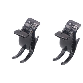 Parcelona French 3 Teeth Black Celluoid Acetate Set of 2 Fish Style Ponytail Holder Strong Grip Jaw Hair Claw Clip Clamps for Women