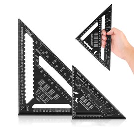JMIATRY Carpenter Square 12 Inch & 7inch Rafter Square Black Aluminum Alloy Speed Square Triangle Framing Square for Woodworking and Carpentry
