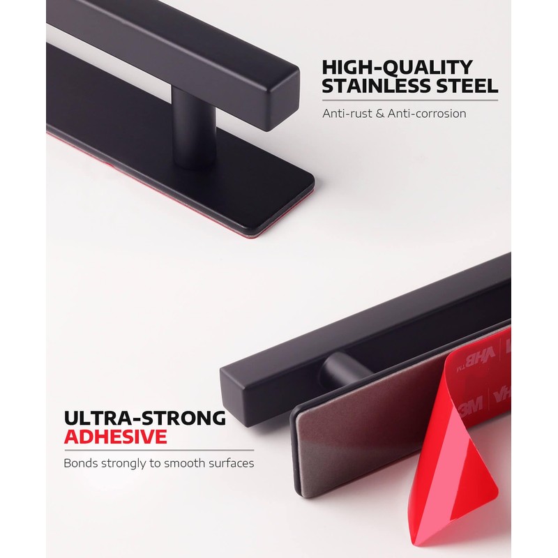 RVPEKUPE 2 Pack Self Adhesive Cabinet Handles Matte Black No