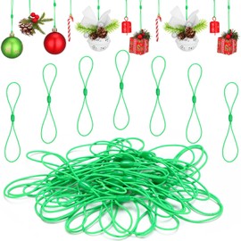 Cinnvoice 24 Pcs Christmas Ornament Hooks for Hanging Decorations Green Non Slip Hanging Hooks Adjustable Christmas Tree Ornament Hangers Anti Collision Anchor String for Xmas Holiday Party Decor