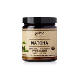 Anima Mundi Apothecary Matcha Powder - Japanese Single-Origin & Stone-Ground - Certified Organic, Ceremonial Grade Matcha - Small Batch Produced, Cultivated on Solar Powered Farm (1.5oz)