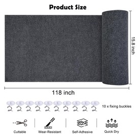 Cat Scratching Mat, 118"x15.8" Trimmable Self-Aadhesive Cat Scratch Carpet, Furniture Protectors from Cats Scratching, DIY Cat Scratching Pads for Couch Furniture Wall Cat Tree, Cat Climbing Wall