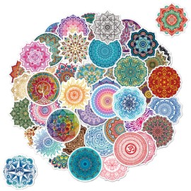 Mandala Stickers 50pcs,Aesthetic Decoration Water Bottles Vinyl Stickers for Scrapbook,Laptop,Kid,Teen,Girl