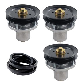 NICHEFLAG 3 Pack 607418 Spindle Assembly with 604704 Spindle Pulley 604711 Belt Replaces Hustler 601804 for Hustler Raptor SD 60", Hustler Raptor XD 60", Hustler Alpha MP 60" Decks