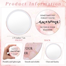 Cinnvoice 50 Set Inspirational Compact Mirror Gifts for Women Bulk Sometimes You Forget You're Awesome Makeup Pocket Mirror for Purse Motivational Cards with Bag for Nurse Coworker Friends Wedding