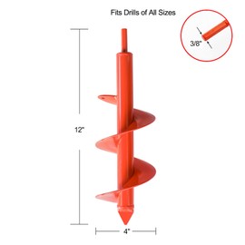 MAXCCINO Auger Drill Bit for Planting 4"(D) x12(L), Garden Ground Earth Spiral Drill Bit for 3/8" Hex Drive Drill, for Post Hole Digger Bulb Bedding Digging Plant Rapid Planter
