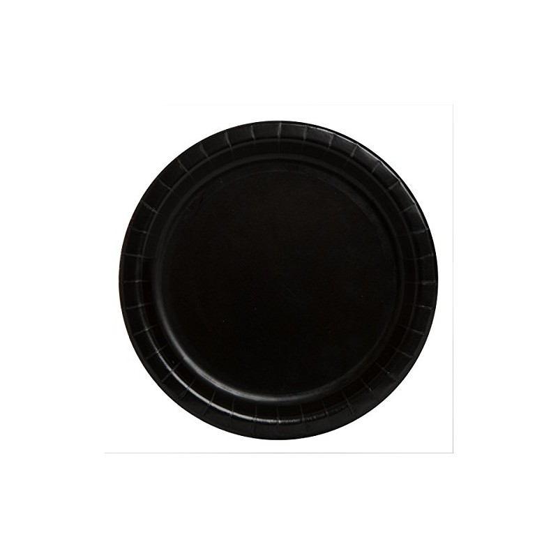 Unique Party 32080 Black Paper 9" Round Dinner Plates |