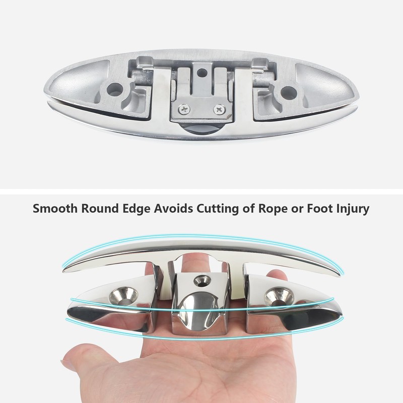 Boat Cleat Folding 4-1/2", Dock Cleat Flip Up 2 Holes