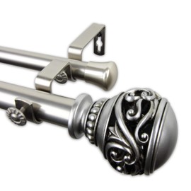 Rod Desyne 100-26-485-D 1" Isabella Double Curtain Rod, 48-84", Satin Nickel