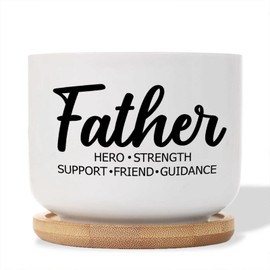 DecStic Father Ceramic Planters Bible Verse Snake Plant Live Indoor with Pot with Drainage Holes and Saucers Pot for Home Office Decoration