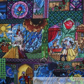 Springs Creative BonEful Fabric FQ Cotton Quilt Rainbow Princess Belle Beauty & The Beast Flower