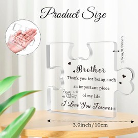 Gifts for Brother Gifts from Sister for Brother for Brother Adult Brother Birthday Gifts Acrylic Puzzle-Shaped Plaque Birthday Gifts for Brothers from Sisters