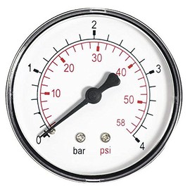 60mm 4BAR 60PSI Pressure Gauge air Oil or Water 1/4" BSPT Rear Entry Manometer