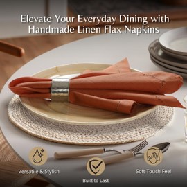 Ramanta Home Linen Flax Cloth Napkins Set of 24 - Soft & Durable Hemstitched Dinner Napkin for Wedding Parties Events | Washable Premium Bulk Cotton Table Décor for Everyday Use 18x18 Inch - Rust