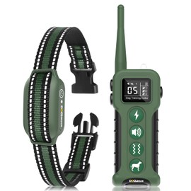 DOGLinsen Dog Training Shock Collar with Remote 3300ft Range - Waterproof Shock Collar for 10-110lbs Dogs, Rechargeable E Collar for Dogs Training, Safety Shock Collar(0-16), Green