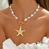 Chunky Gold Starfish Pearl Necklace for Women Gold Large Starfish