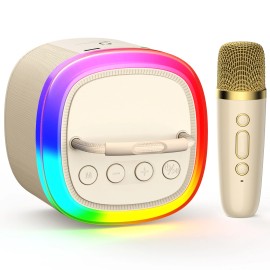 Universal JYX Kids Mini Singing Speaker With Microphone Perfect For Children’s Day Speaker - Beige with 1 microphone
