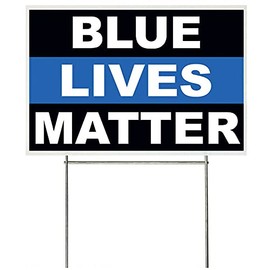4LessCo 18x12 Inch Blue Lives Matter Yard Sign with Stake kb1s
